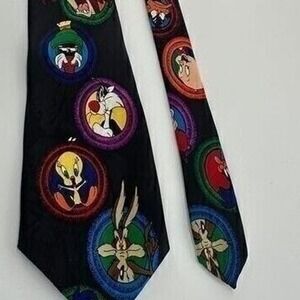 Vintage Looney Tunes 90s Tie Cartoon Characters Bugs Bunny Daffy Duck Taz Tweety